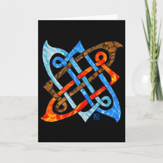 Tarjeta Elementos Pagan Celtic Knot Earth Fire Water (Anverso)