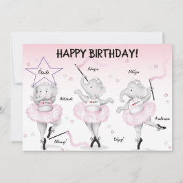 Tarjeta Elephant Ballerina Birthday 