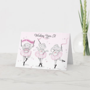 Tarjeta Elephant Ballerina Dance Birthday