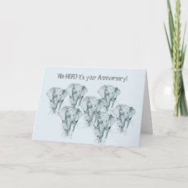 Tarjeta Elephant Herd Funny Feliz Aniversario