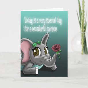 Tarjeta Elephant Rosa Cumpleaños