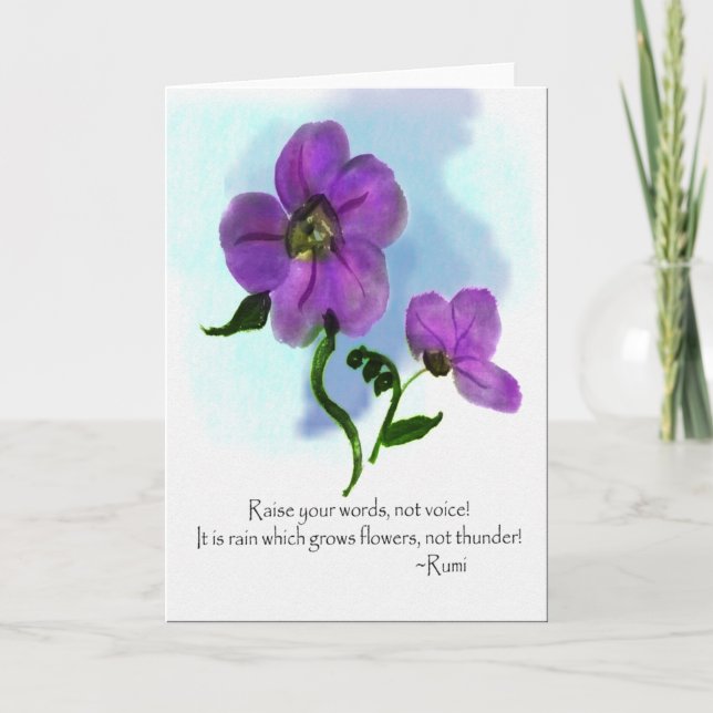 Tarjeta Eleva tus palabras Rumi Watercolor Greet (Anverso)
