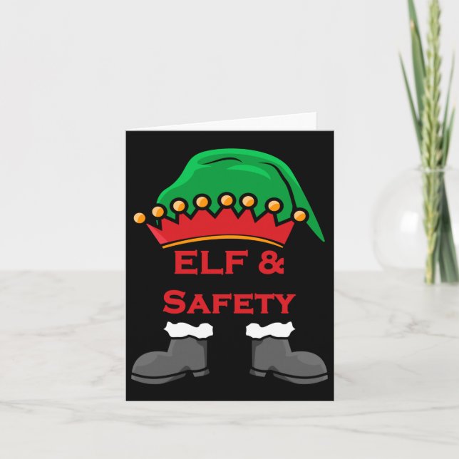 Tarjeta Elf And Safety, Funny Health &amp; Safety Elf Long (Anverso)