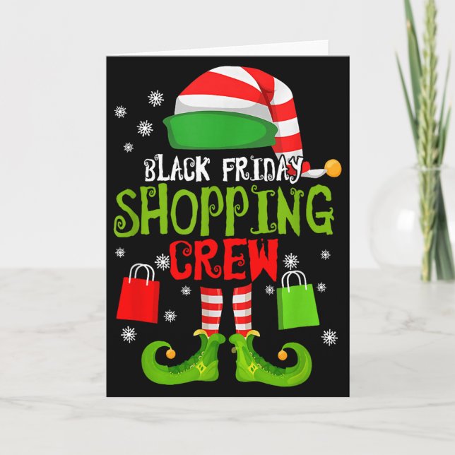 Tarjeta Elf Christmas Black Shopng Funny Friday Shopng Cre (Anverso)