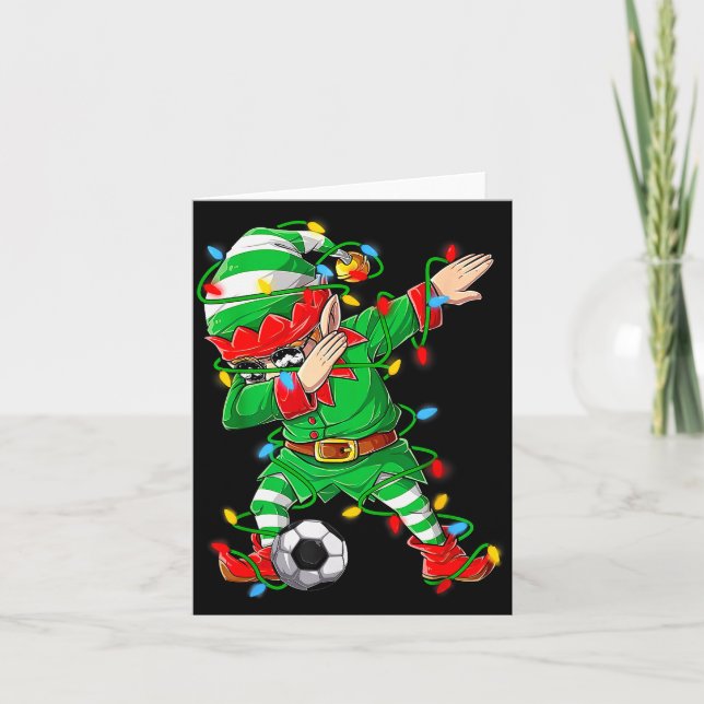 Tarjeta Elf Dabbing Soccer Player Christmas Dab Xmas  (Anverso)