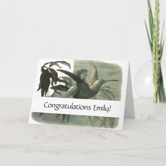 Tarjeta Elf Fairies Elves Moon Night Scene Bird Flying (Anverso)