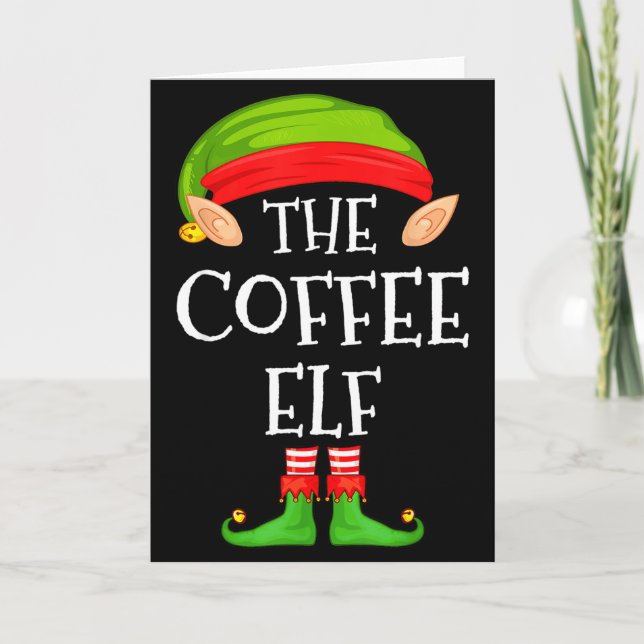 Tarjeta Elf Family Christmas Coffee Elf Sweater Matching C (Anverso)