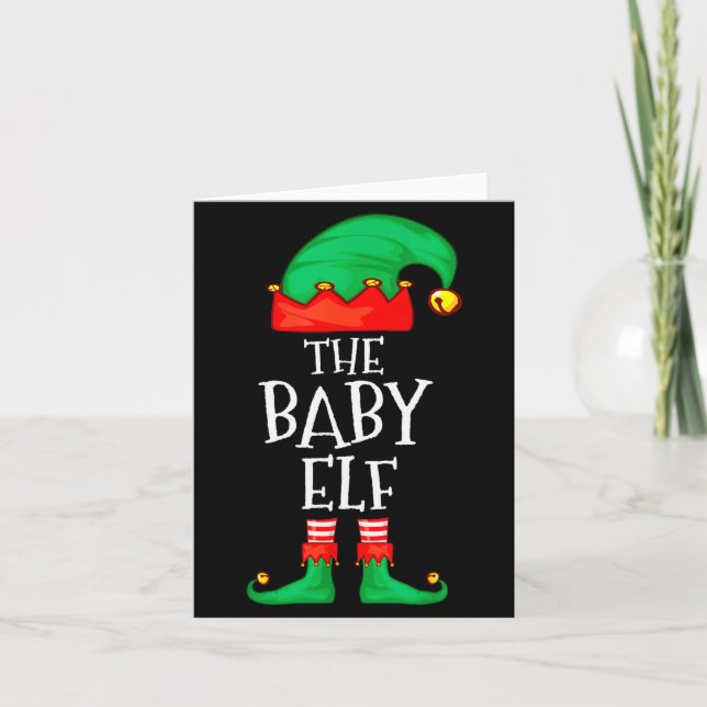 Tarjeta Elf Family Christmas Funny The Baby Elf Sweater Bo (Anverso)