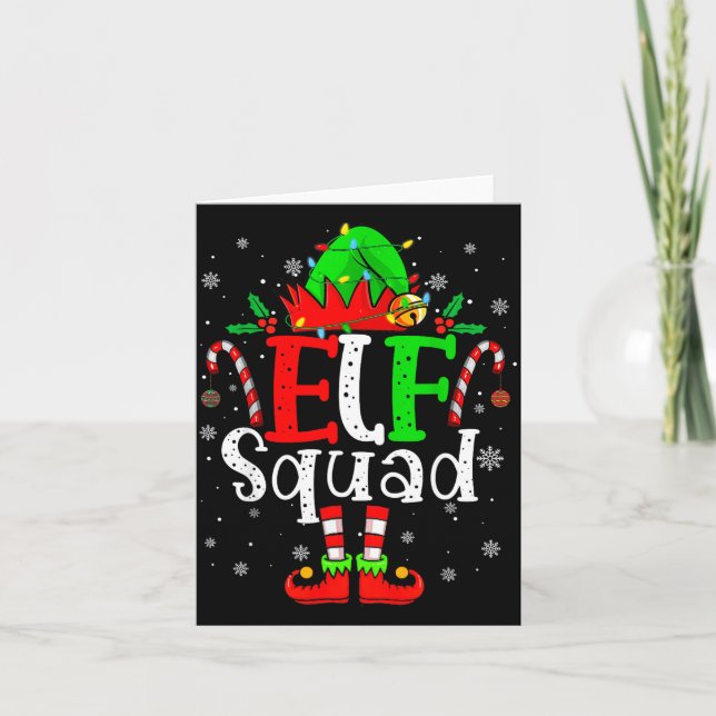 Tarjeta Elf Family Christmas Matching Pajamas Xmas Elf Squ (Anverso)