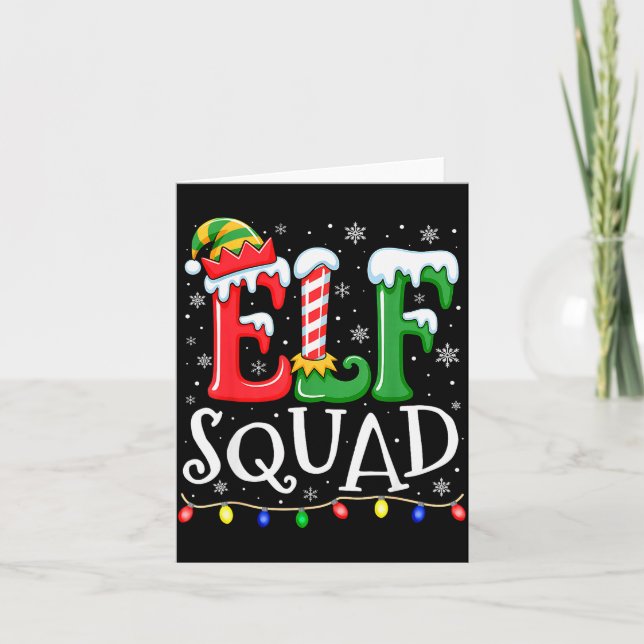 Tarjeta Elf Family Christmas Matching Pajamas Xmas Elf Squ (Anverso)