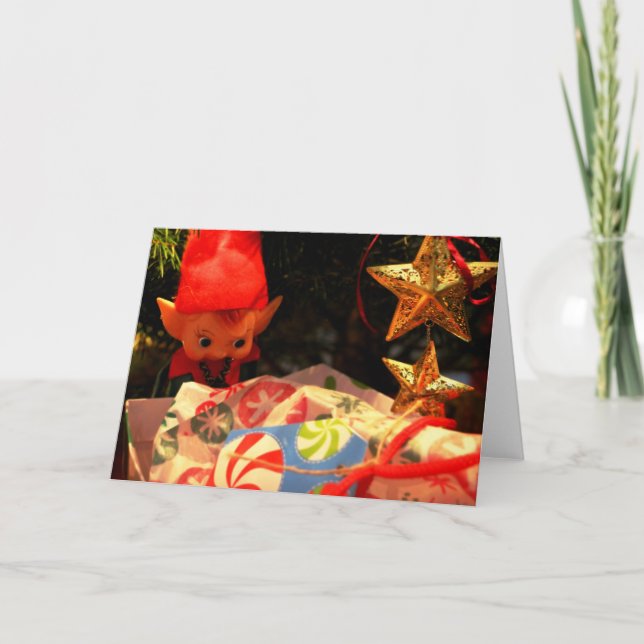 Tarjeta Elf Ornament & Christmas Present (Anverso)