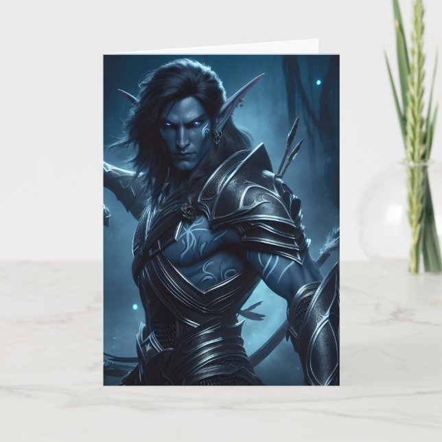 Tarjeta Elf oscuro listo para la batalla de Halloween (Anverso)