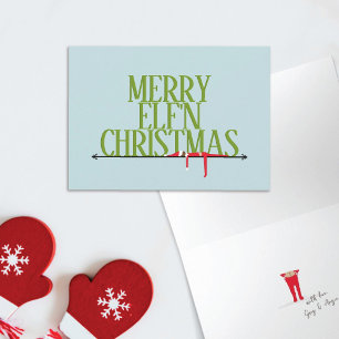 Tarjeta Elf Shenanigans Saludando al Rótulo Navidades dobl