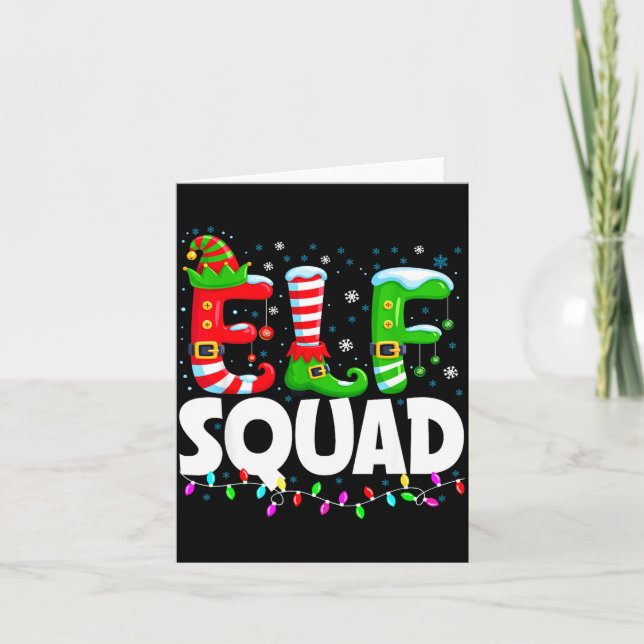 Tarjeta Elf Squad Christmas Family Matching Xmas Pajamas  (Anverso)