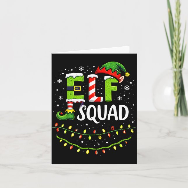 Tarjeta Elf Squad Christmas Lights Matching Holiday Crew  (Anverso)