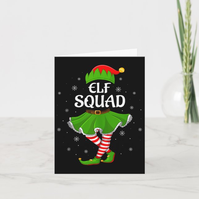 Tarjeta Elf Squad Christmas Matching Family Girls Women El (Anverso)