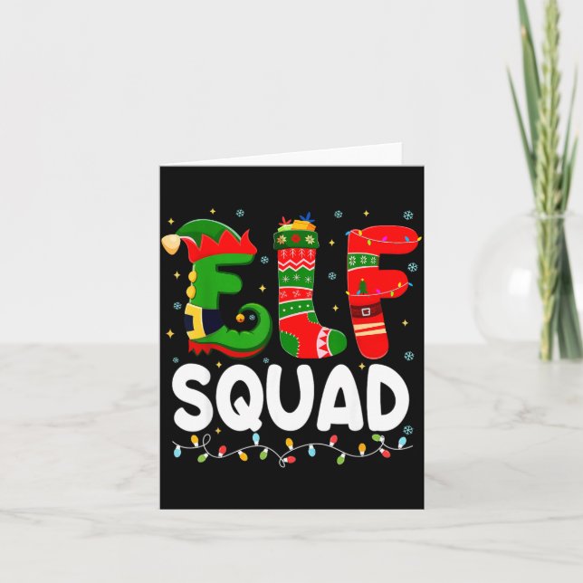Tarjeta Elf Squad Family Christmas Matching Pajamas Xmas T (Anverso)