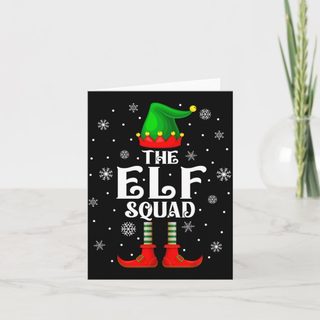Tarjeta Elf Squad Family Matching Xmas Funny Christmas Vib (Anverso)