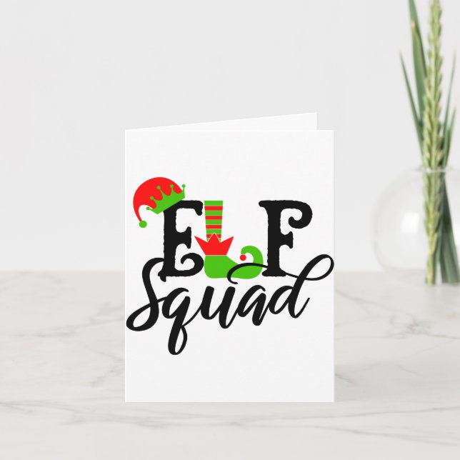 Tarjeta Elf Squad Modern Tygraphy Christmas Holidays  (Anverso)