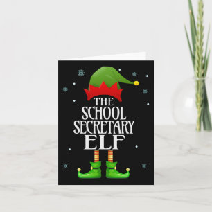 Tarjeta Elf Xmas, Secretario Escolar, Divertida Familia Co