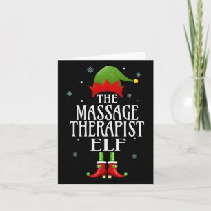 Tarjeta Elf Xmas, terapeuta mago, familia divertida que co