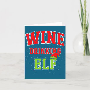 Tarjeta Elfo bebedor de vino Navidad Familia Grupo coincid