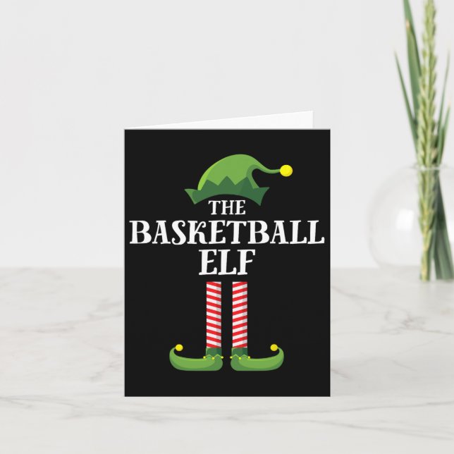 Tarjeta Elfo de Baloncesto Grupo Familiar Combinado Navida (Anverso)