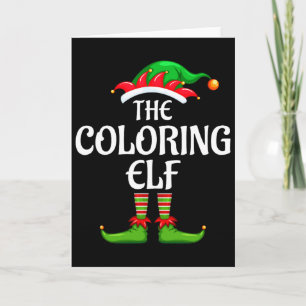 Tarjeta Elfo de colorear que coincide con el grupo familia