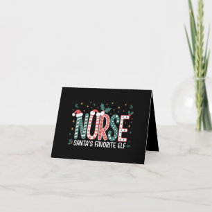 Tarjeta Elfo favorito de Santa enfermera Navidad inspiraci
