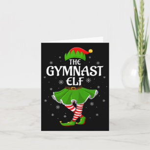 Tarjeta Elfo Gimnasta Navidad Familia Chicas Mujeres Equip