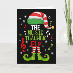 Tarjeta Elfo Profesor de Música Navidad Familia Pareo Xmas