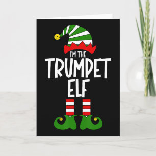 Tarjeta Elfo Trompeta Música de Navidad Instrumento de Nav