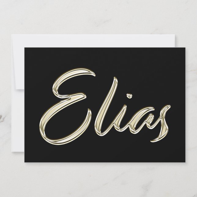 Tarjeta Elias Name white gold Handwriting Karte (Anverso)