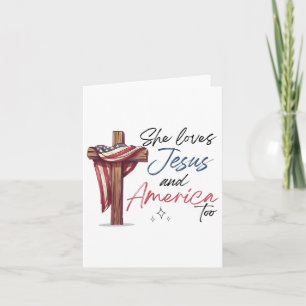 Tarjeta Ella Ama A Jesús Y A Los Estados Unidos También Al