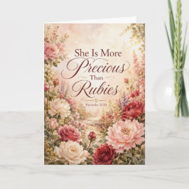 Tarjeta Ella Es Más Preciosa Que Rubíes Script de Acuarela