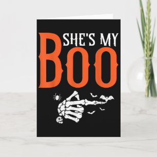 Tarjeta Ella es mi Boo Pijama de Halloween a juego para pa