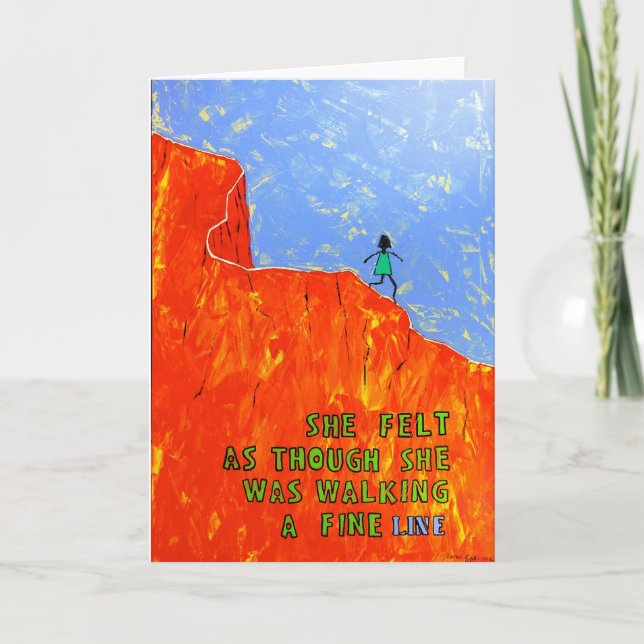 Tarjeta Ella sentía como si ella caminaba una LÍNEA fina (Anverso)