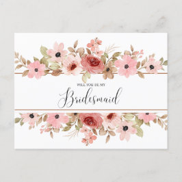 Tarjeta ELLE Pink Flower Elegant Bridesmaid
