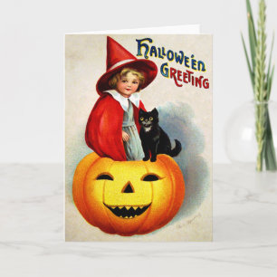 Tarjeta Ellen H. Clapsaddle: Bruja en Jack O'Lantern