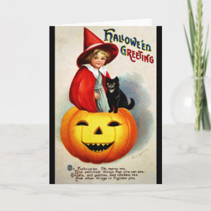 Tarjeta Ellen H. Clapsaddle: Bruja en Jack O'Lantern