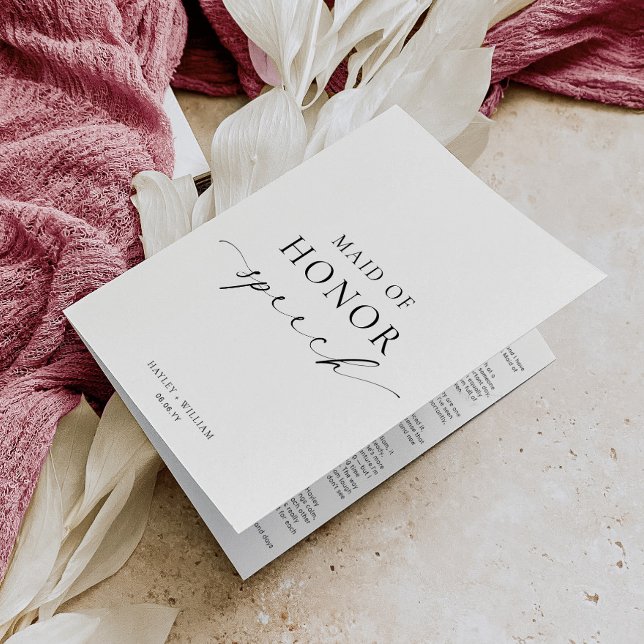 Tarjeta Ellesmere Maid of Honor Boda Speech (Subido por el creador)
