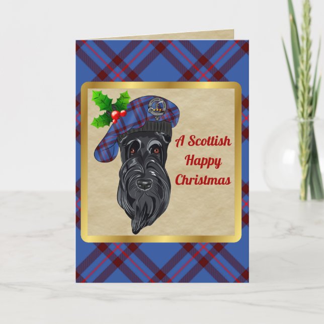 Tarjeta Elliot Badge & Tartan Personalizado Xmas (Anverso)