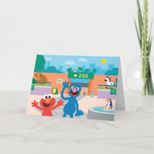 Tarjeta Elmo y Grover   Zoo Scene
