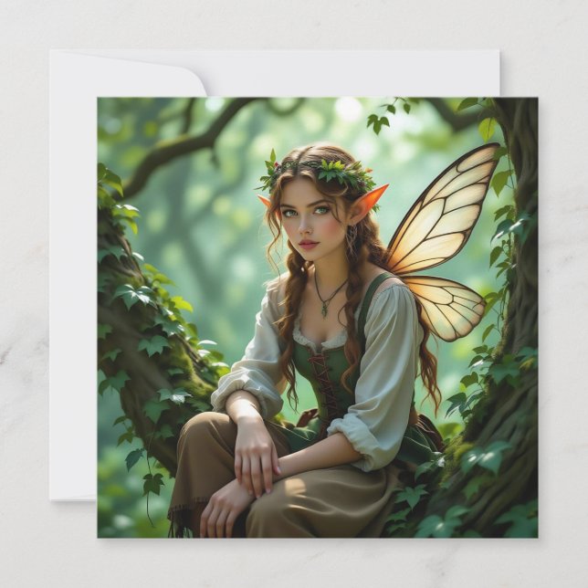 Tarjeta  Elven Fairy Magical Enchanted Forest (Anverso)