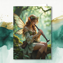 Tarjeta Elven Fairy with Clarinet | Magical Birthday