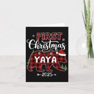 Tarjeta Embarazo Primera Navidad Yaya Red Plaid Bear Sant