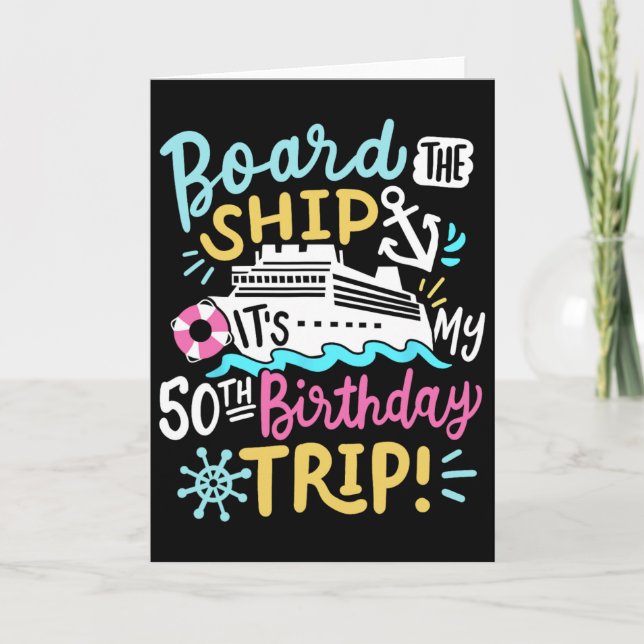 Tarjeta Embarca En El Barco Es Mi Viaje De Cumpleaños Núme (Anverso)