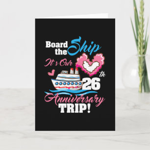 Tarjeta Embarca en el barco es nuestro viaje de aniversari