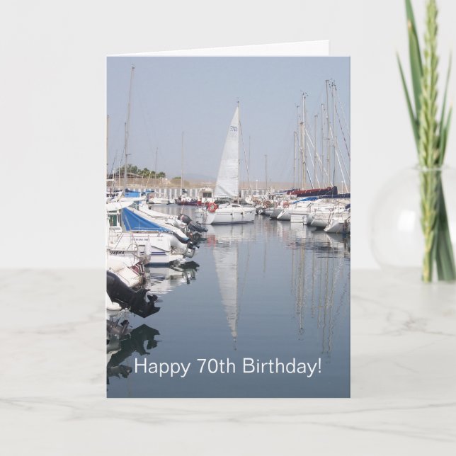 Tarjeta Embarcaciones de vela 70.º cumpleaños (Anverso)