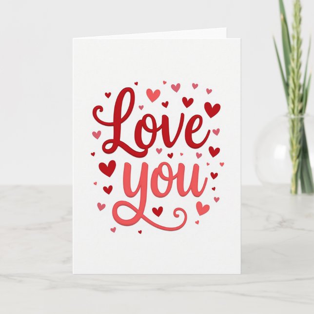 Tarjeta Emblamada de San Valentín Corazones Te Amo (Anverso)